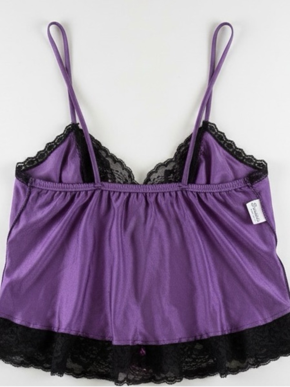 90s Bernette Purple Black Lace Cami Dark Fairy Goth Whimsigoth Slip - Picture 7 of 10
